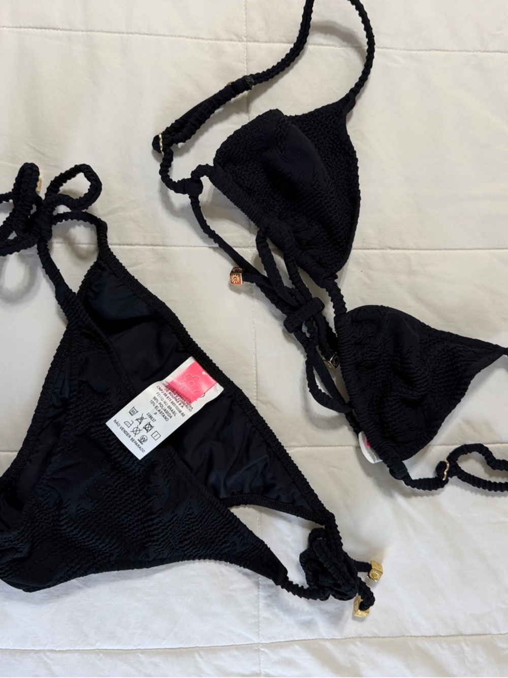 FARM Rio Black String Bikini in Size P (Brazil Small)